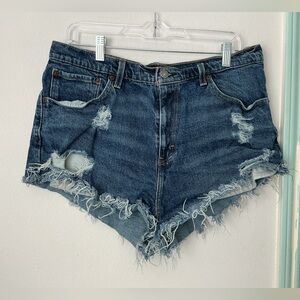 Levi's Blue Distressed Jean Shorts